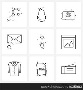 Set of 9 UI Icons and symbols for clothes, message, religion, email, laptop Vector Illustration