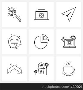 Set of 9 UI Icons and symbols for, emotion, basic, emote, plane Vector Illustration