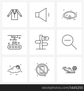 Set of 9 UI Icons and symbols for location, logistics, sea side, delivery, glasses Vector Illustration