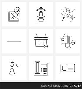 Set of 9 UI Icons and symbols for medical, basket, education, shopping, sign Vector Illustration