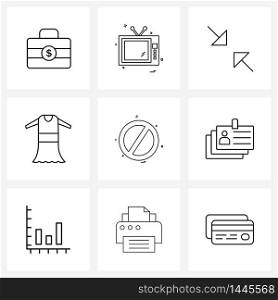 Set of 9 UI Icons and symbols for profile, not, interface, not allowed, garments Vector Illustration