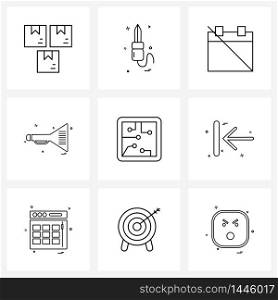 Set of 9 Universal Line Icons of circuit, volume, knife, sound, disable Vector Illustration