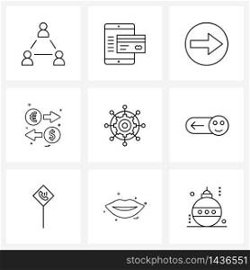 Set of 9 Universal Line Icons of digital, conversion, delivery, business, money Vector Illustration