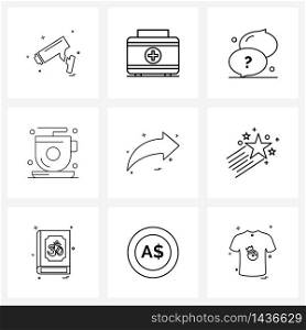 Set of 9 Universal Line Icons of hot, coffee, health bag, camping, question Vector Illustration