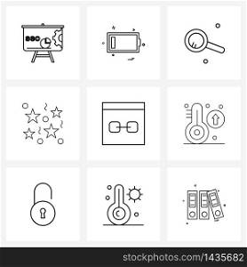 Set of 9 Universal Line Icons of page, chain, glass, browser, universe Vector Illustration