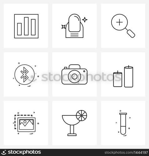 Set of 9 Universal Line Icons of picture, camera, magnifier, connection, network Vector Illustration