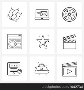 Set of 9 Universal Line Icons of star, code, laptop, web, medical Vector Illustration
