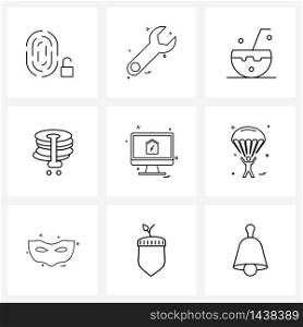Set of 9 Universal Line Icons of syrup, pancake, hardware tool, crepe, travel Vector Illustration