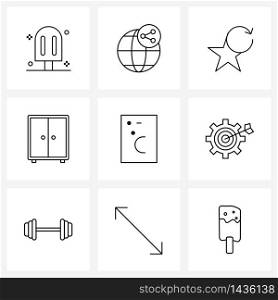 Set of 9 Universal Line Icons of weather, mobile, favorite, locker, home Vector Illustration