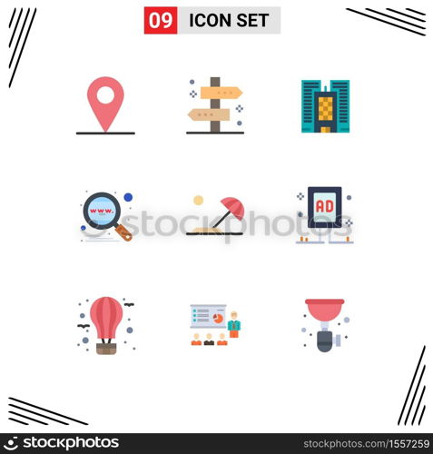 Set of 9 Vector Flat Colors on Grid for holiday, beach, business, worldwide, global Editable Vector Design Elements