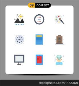 Set of 9 Vector Flat Colors on Grid for watch, living, interface, home, hobbies Editable Vector Design Elements