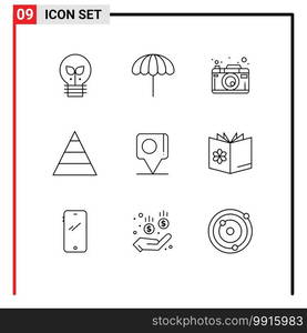 Set of 9 Vector Outlines on Grid for flag, bangladesh, camera, structure, career Editable Vector Design Elements