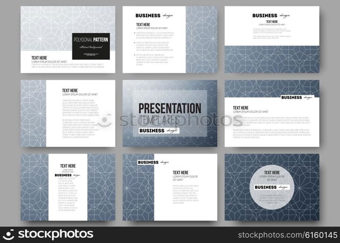 Set of 9 vector templates for presentation slides. Abstract floral business background, modern stylish vector texture