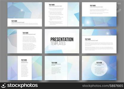 Set of 9 vector templates for presentation slides. Abstract triangle design background.. Set of 9 vector templates for presentation slides. Abstract triangle design vector background.