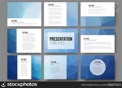 Set of 9 vector templates for presentation slides. Abstract triangle design background.. Set of 9 vector templates for presentation slides. Abstract triangle design vector background.