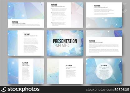 Set of 9 vector templates for presentation slides. Colorful graphic design, abstract vector background.