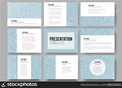 Set of 9 vector templates for presentation slides. Modern stylish geometric backgrounds with circles. Set of 9 vector templates for presentation slides. Modern stylish geometric backgrounds with circles.