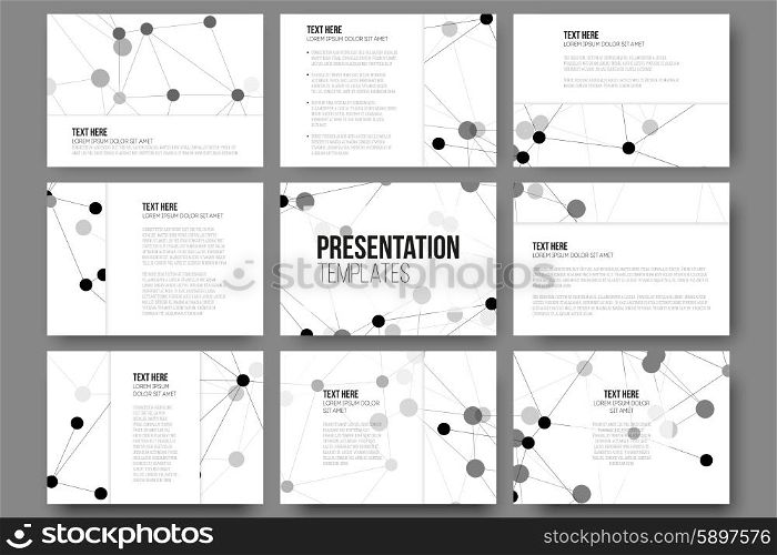 Set of 9 vector templates for presentation slides. Molecule structure background. Set of 9 vector templates for presentation slides. Molecule structure vector background