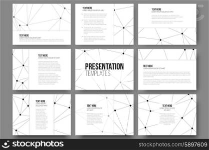 Set of 9 vector templates for presentation slides. Molecule structure background. Set of 9 vector templates for presentation slides. Molecule structure vector background