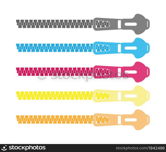 set of a zipper icon on a white background. Multi-colored collection. Vector illustration.