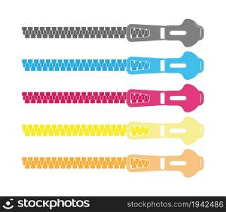 set of a zipper icon on a white background. Multi-colored collection. Vector illustration.