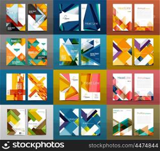 Set of A4 size annual report brochure covers, business corporate identity flyer templates. Modern minimal geometric design layouts