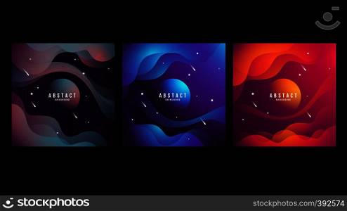Set of Abstract Background, liquid ,fluid, texture design, Template layout, vector