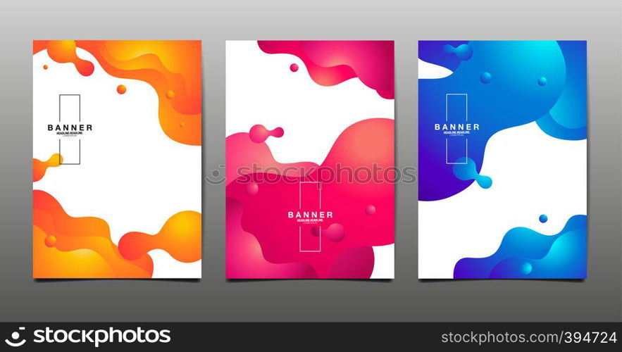 Set of Abstract Background, liquid ,fluid, texture design, Template layout, vector