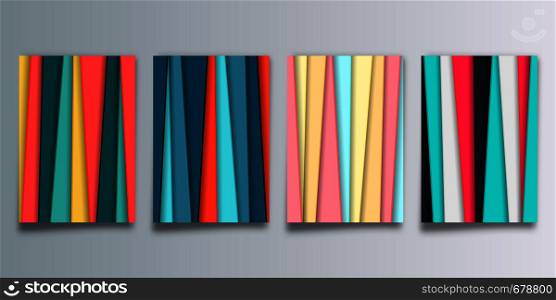 Set of abstract background with colored stripes - minimal design wallpaper. Vector illustration.. Set of abstract background with colored stripes - minimal design wallpaper