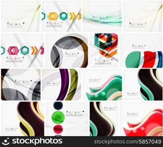 Set of abstract backgrounds. Circles, swirls and waves with copyspace for your message. Banner advertising layouts - templates, identity and wallpapers