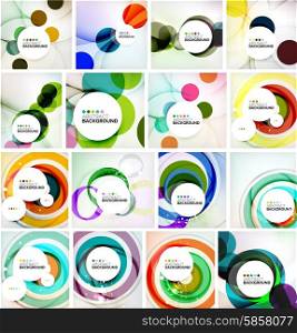 Set of abstract backgrounds. Circles, swirls and waves with copyspace for your message. Banner advertising layouts - templates, identity and wallpapers