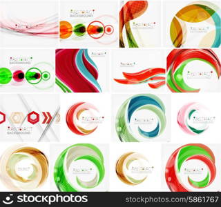 Set of abstract backgrounds. Circles, swirls and waves with copyspace for your message. Banner advertising layouts - templates, identity and wallpapers