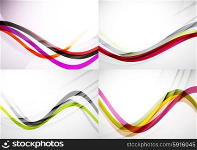 Set of abstract backgrounds. Curve wave lines with light and shadow effects. Set of abstract backgrounds. Curve wave lines with light and shadow effects. Banner advertising layouts - templates and wallpapers