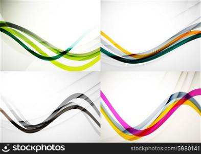 Set of abstract backgrounds. Curve wave lines with light and shadow effects. Set of abstract backgrounds. Curve wave lines with light and shadow effects. Banner advertising layouts - templates and wallpapers