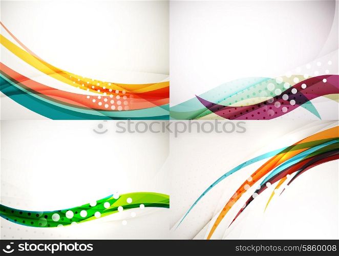 Set of abstract backgrounds. Elegant colorful decorated lines and waves with copyspace for your message. Set of abstract backgrounds. Elegant colorful decorated lines and waves with copyspace for your message. Banner advertising layouts - templates and wallpapers