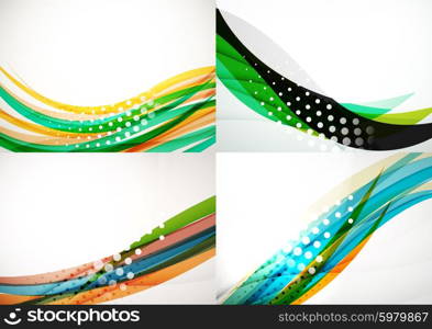 Set of abstract backgrounds. Elegant colorful decorated lines and waves with copyspace for your message. Set of abstract backgrounds. Elegant colorful decorated lines and waves with copyspace for your message. Banner advertising layouts - templates and wallpapers