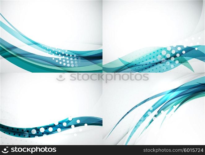 Set of abstract backgrounds. Elegant colorful decorated lines and waves with copyspace for your message. Set of abstract backgrounds. Elegant colorful decorated lines and waves with copyspace for your message. Banner advertising layouts - templates and wallpapers