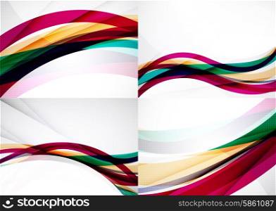 Set of abstract backgrounds. Glossy wide colorful wave. Set of abstract backgrounds. Glossy wide colorful wave. Banner advertising layouts - templates and wallpapers