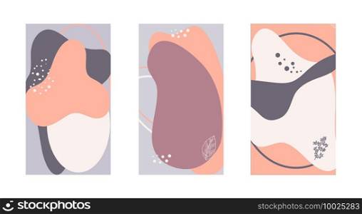 Set of abstract backgrounds in minimal style - design templates for social media stories, designs for invitations