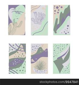 Set of abstract backgrounds in minimal style - design templates for social media stories, designs for invitations