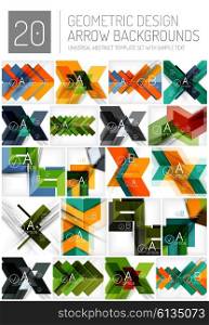 Set of abstract backgrounds. Set of abstract backgrounds. Overlapping arrow shapes with infographic option text elements