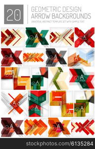 Set of abstract backgrounds. Set of abstract backgrounds. Overlapping arrow shapes with infographic option text elements