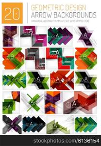 Set of abstract backgrounds. Set of abstract backgrounds. Overlapping arrow shapes with infographic option text elements