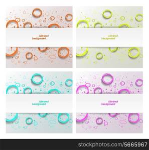 Set of abstract backgrounds with fluorescent splash and circles