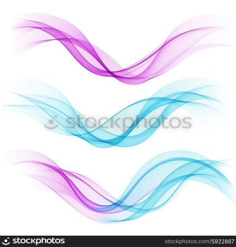 Set of abstract blue waves. Vector illustration . Set of abstract blue and purple waves. Vector illustration EPS 10