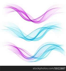 Set of abstract blue waves. Vector illustration . Set of abstract blue and purple waves. Vector illustration EPS 10