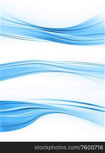 Set of abstract blue waves vector modern futuristic background with abstract wavy and gradient