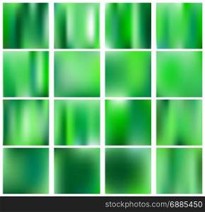 Set of abstract blurred colorful backgrounds. Vector. Square blurred nature green eco backgrounds. With various quotes. Forest sunset and spring flowers leaves blurred green background