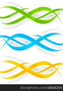 Set of abstract bright color wavy banners