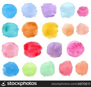 Set of abstract bright vector watercolor blots for design